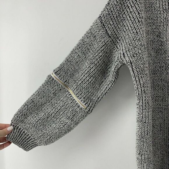 Gray Balloon Zipper Sleeve Cowl Neck Sweater Med - Picture 2 of 5
